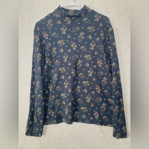 Croft & Barrow Women’s Large Floral Long Sleeve Pullover Shirt Mock Neck